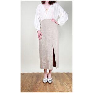 Vintage 100% Silk High Rise Maxi Skirt Straight Column Old Money Quiet Luxury